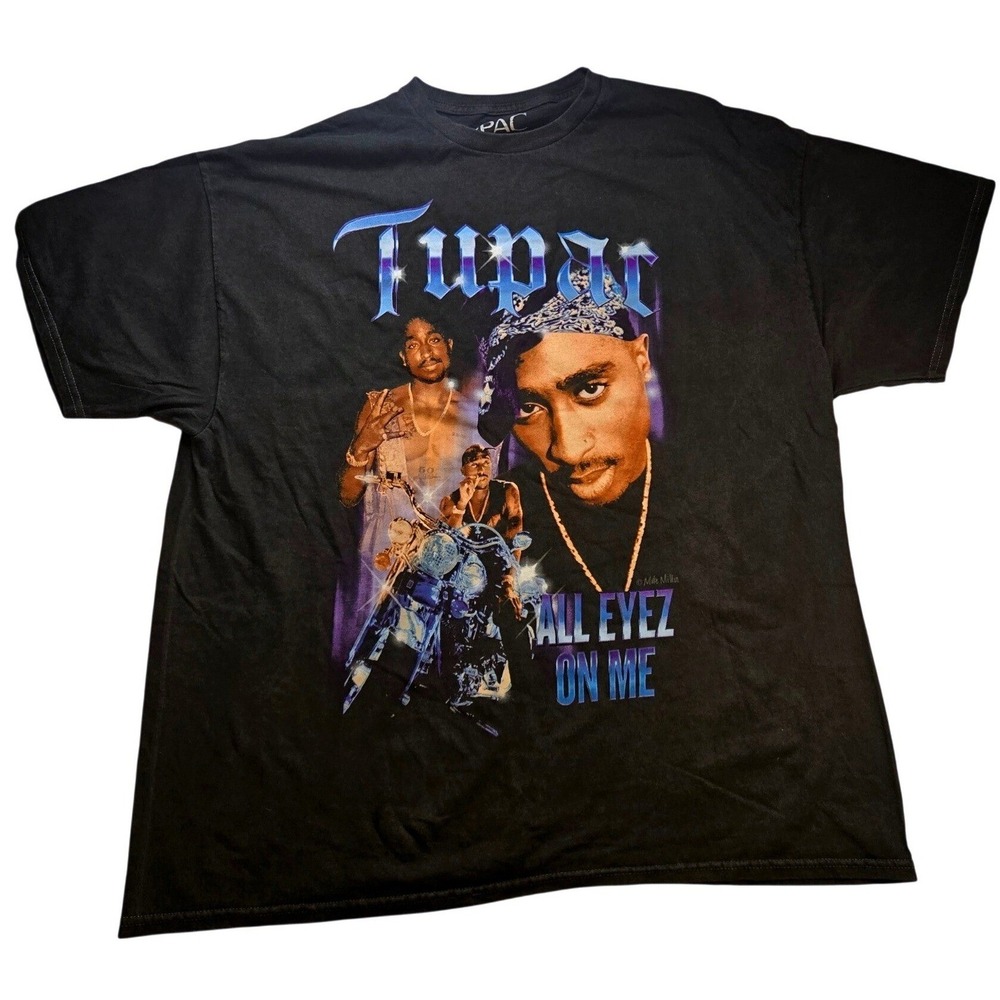 2Pac All Eyez On Me Graphic T-Shirt Mens XL‎ Black Tupac Shakur Rap Tee 31781612